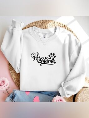 Rescue Mama Sweatshirt Dog Mom Rescue Shirt Paw Print Crewneck